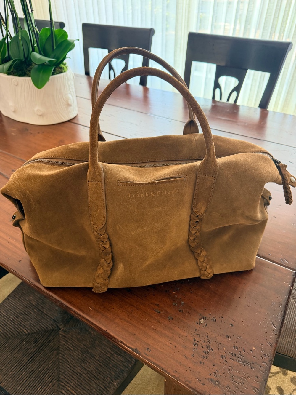 Frank & Eileen Suede Duffel Bag in Brown